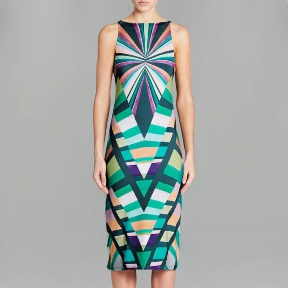 Mara Hoffman Prism V Back Geometric Patterned Midi Dress